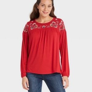 Knox Rose Long Sleeve Embroidered Top